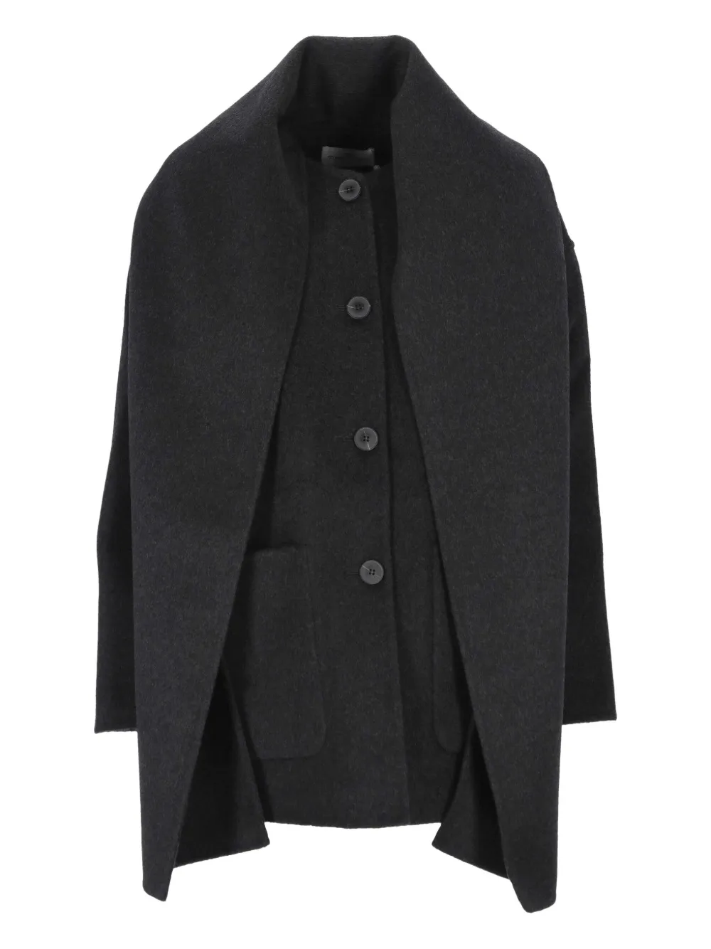 The Dynamis Studio Button-fastening Wool Coat In Black
