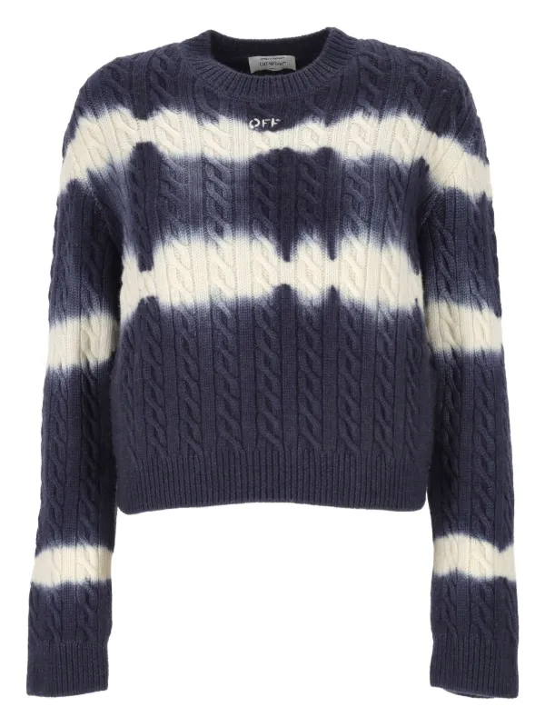 Off-White Cable-knit Tie-dye Sweater in Blue