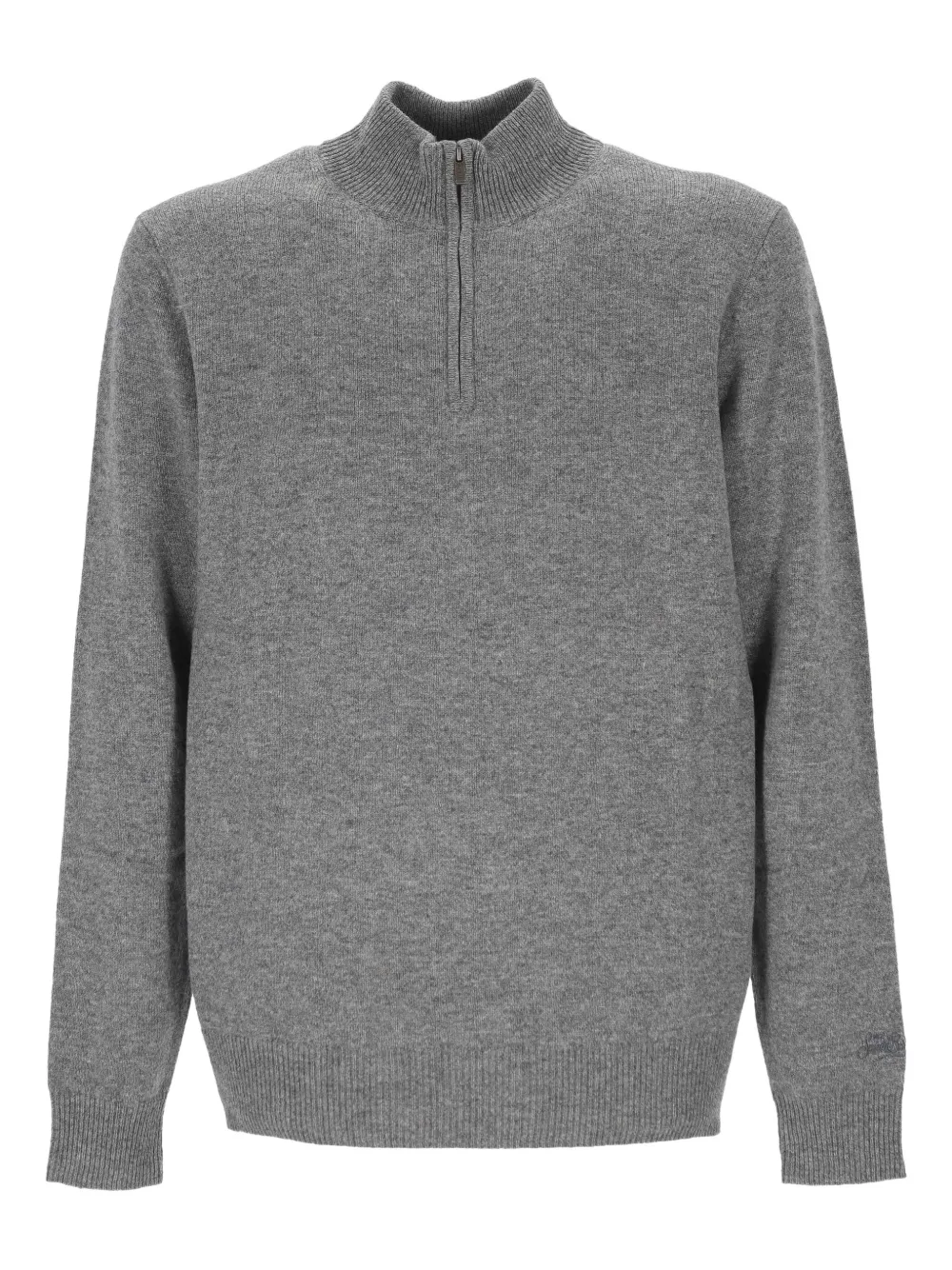 Mc2 Saint Barth High-neck Zip-up Sweater In Gray