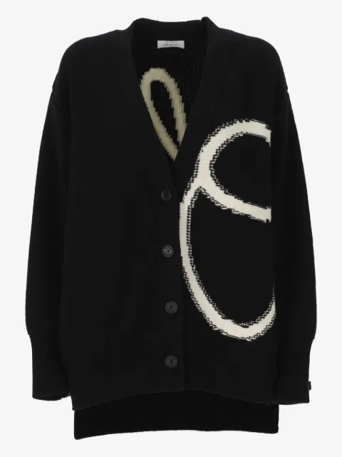 Off-White logo-intarsia wool cardigan