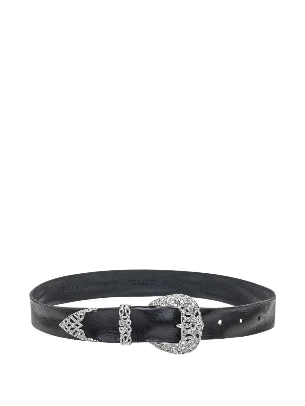 Orciani Crystal-embellished Leather Belt In Black