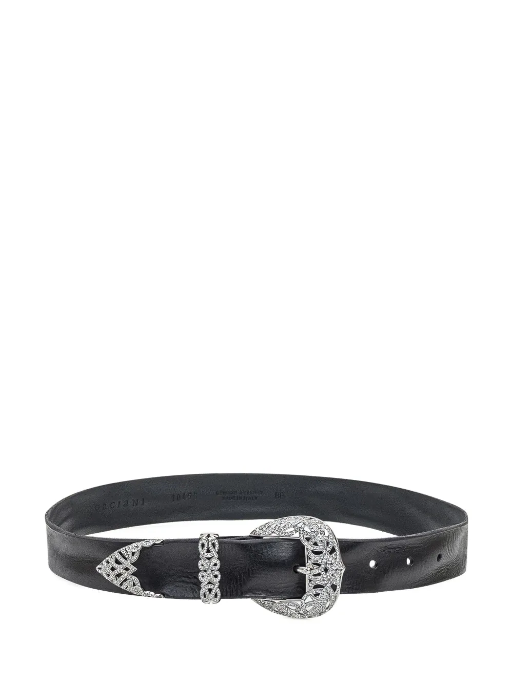 Orciani Crystal-embellished Leather Belt In Black