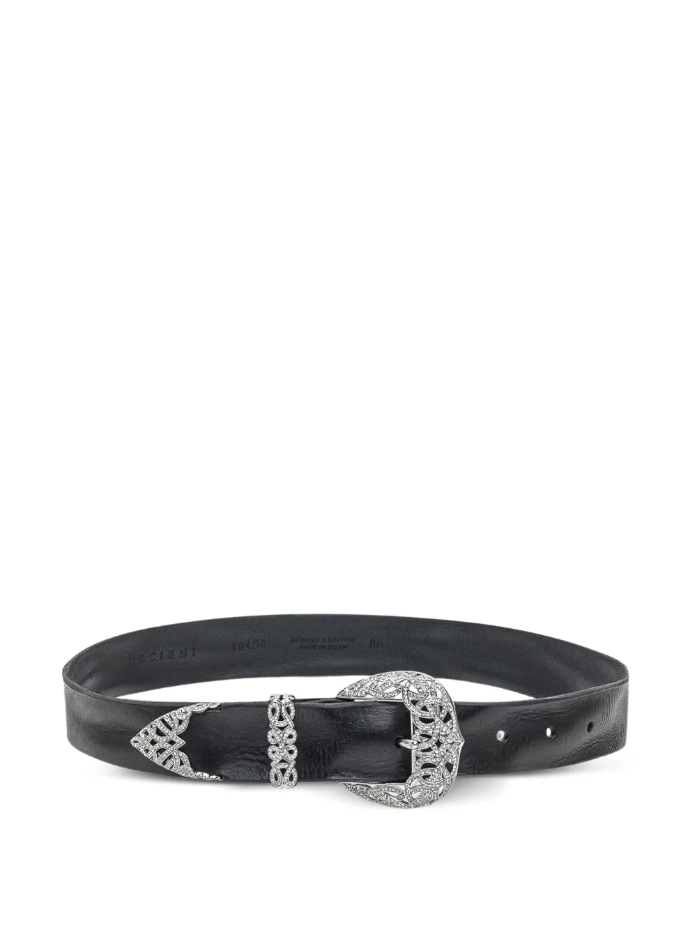 Orciani crystal-embellished leather belt - Zwart