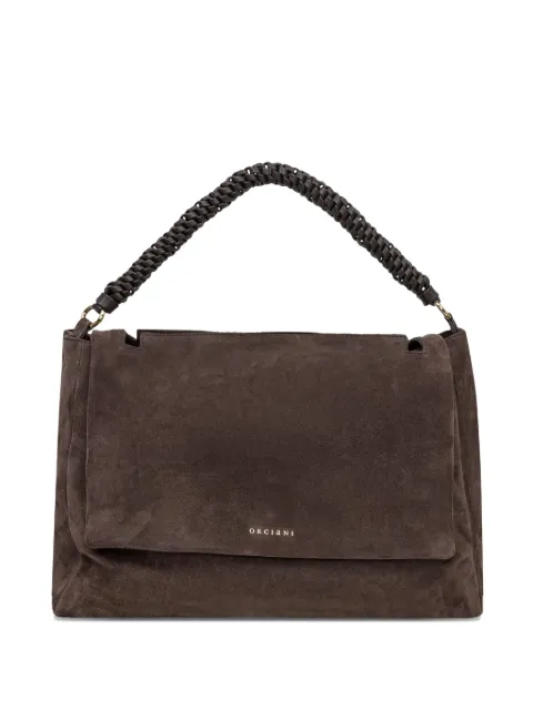 Orciani large Sveva Peach XL braided-handle suede tote bag