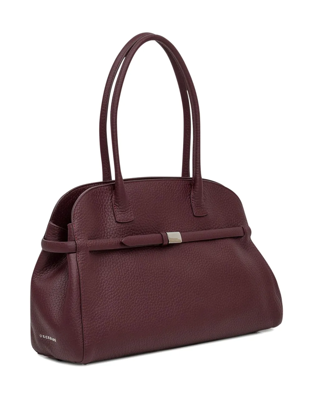 Orciani Bordeaux Leather Hand Bag With Metallic Detailing In Red