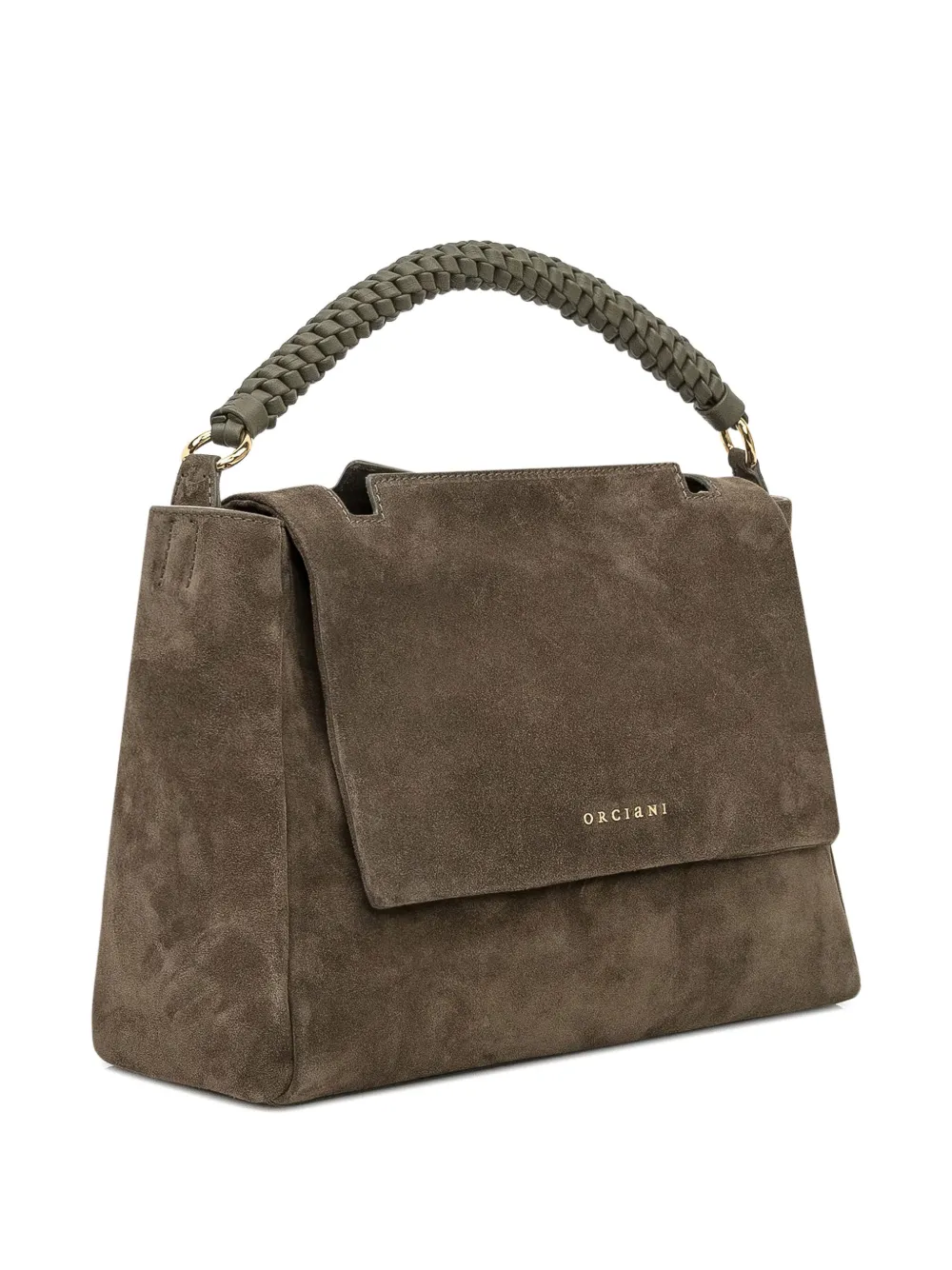 Orciani Medium Sveva Peach Braided-handle Suede Tote Bag In Brown