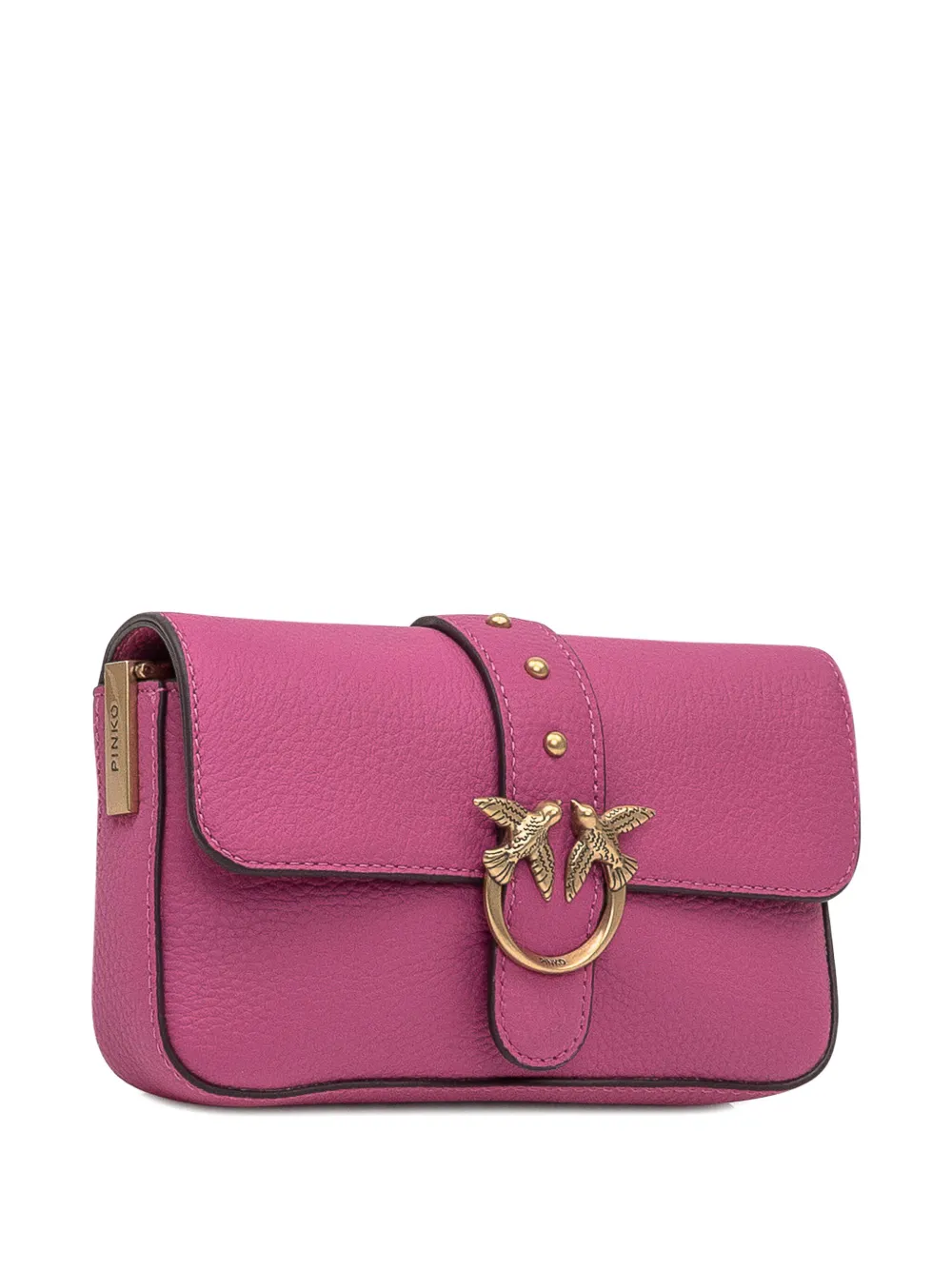 Pinko Love Mini Bag In Fuchsia Grained Leather In Pink