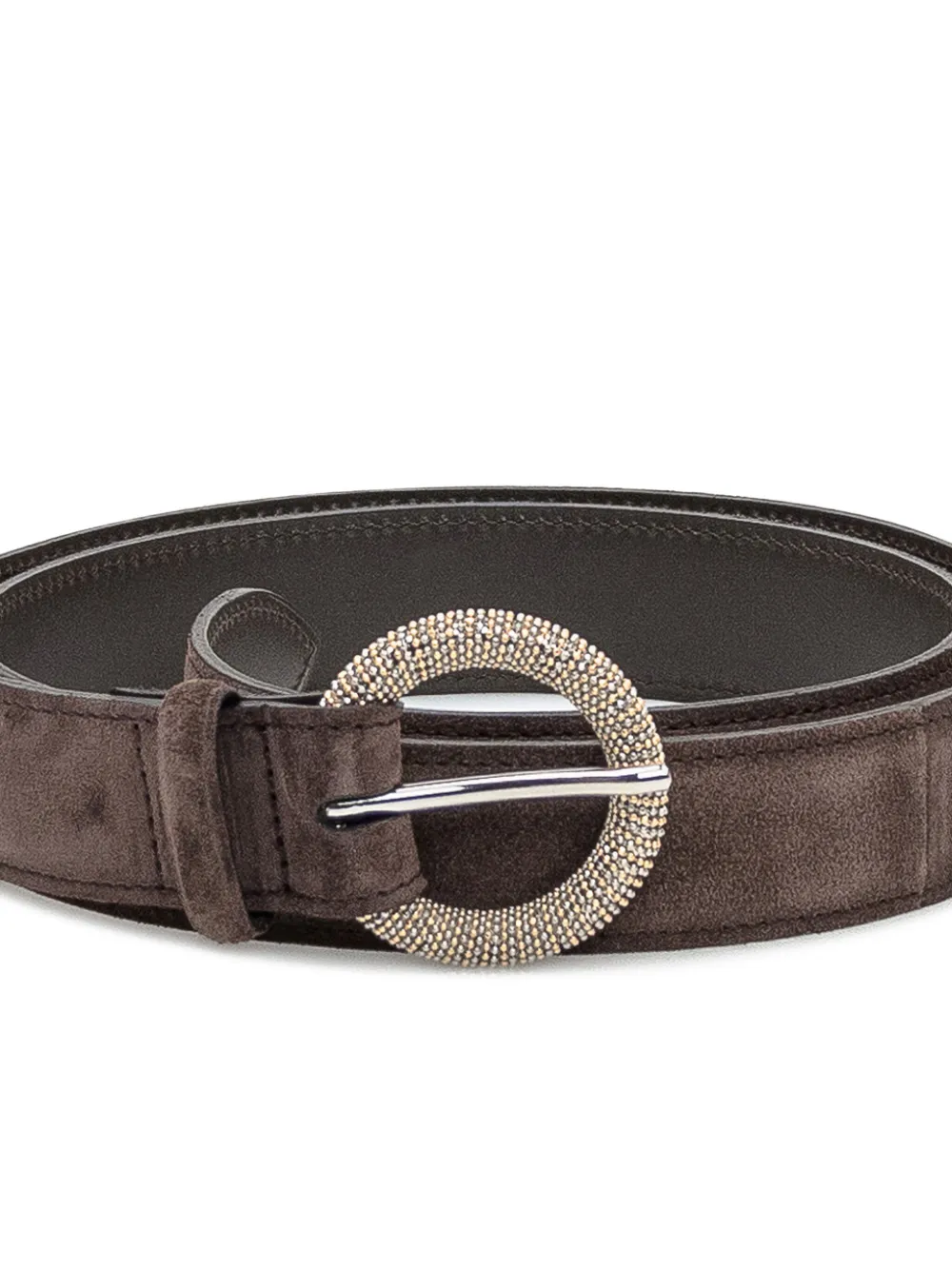 Orciani beaded-buckle suede belt - Bruin