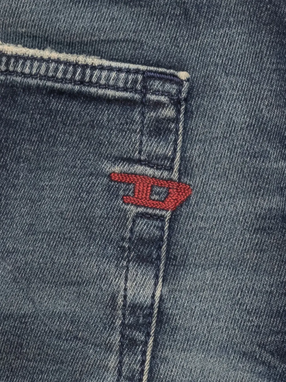 Diesel Gerafelde skinny jeans met trekkoord Blauw