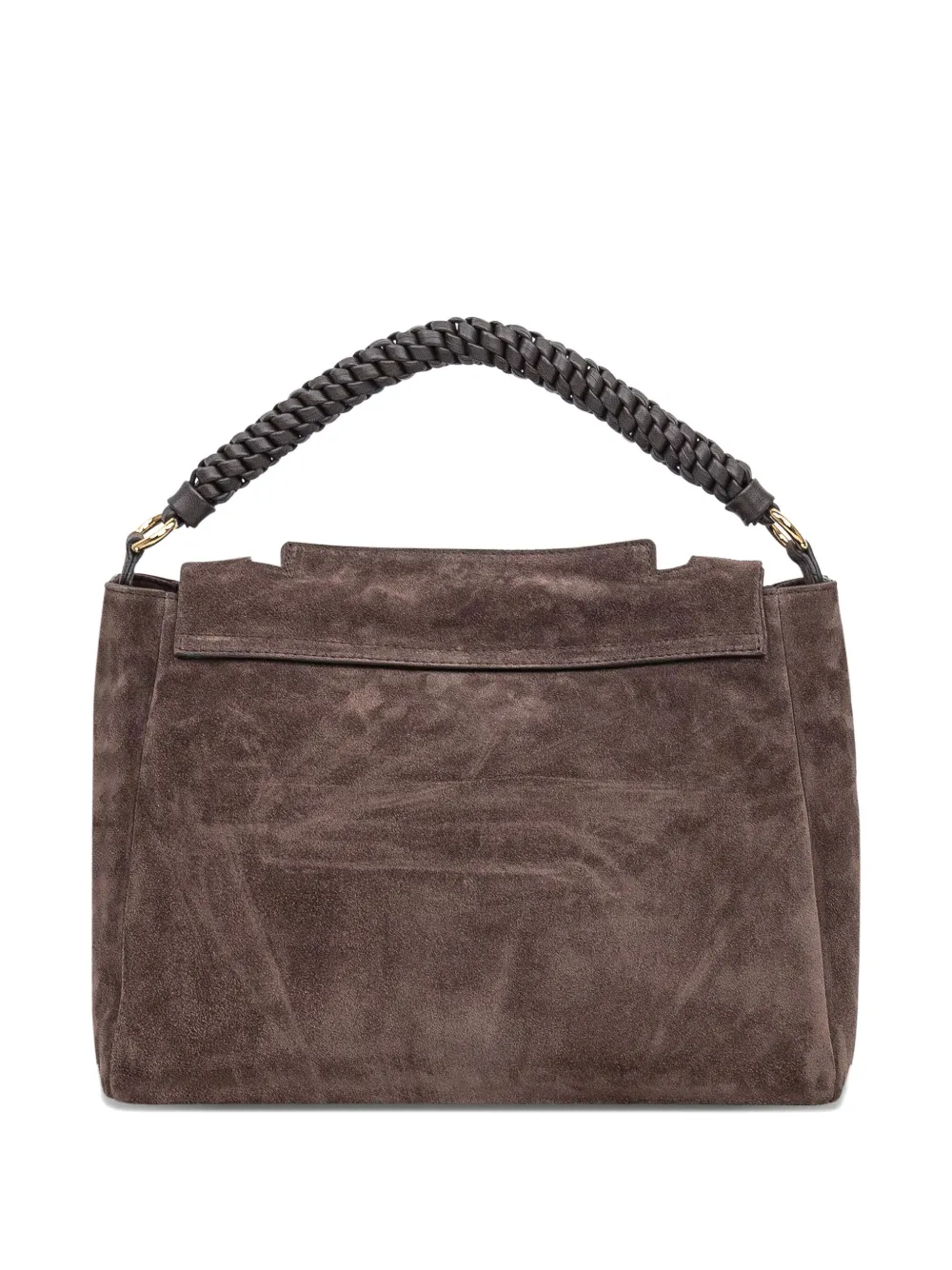Orciani Medium Sveva Peach Braided-handle Suede Tote Bag In Brown
