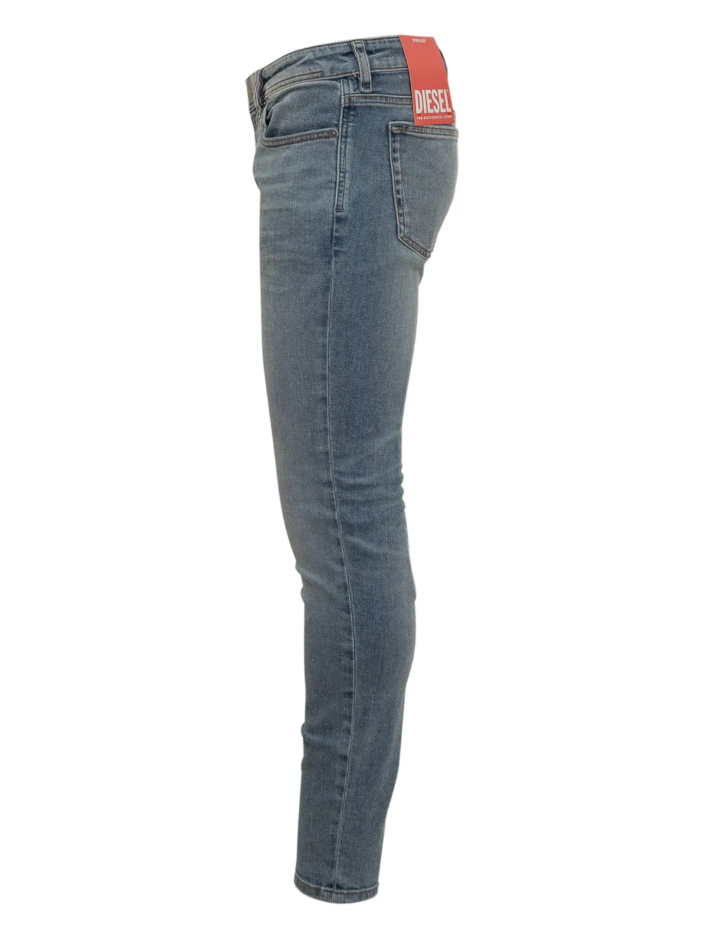 Diesel 1979 Sleenker jeans met logoplakkaat Blauw