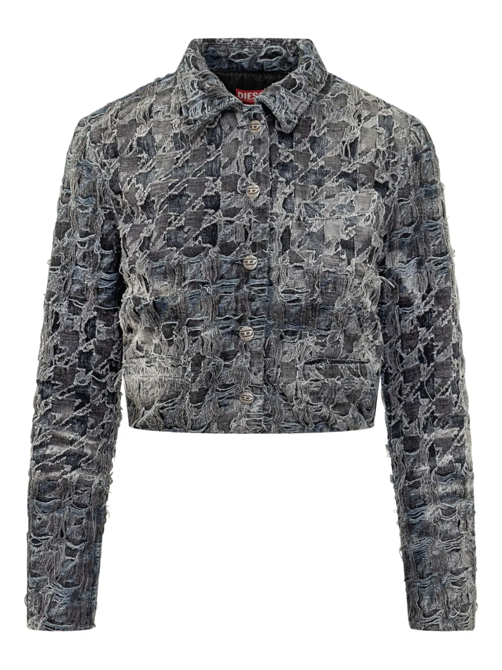 Diesel Textured Cropped Blazer Long Sleeves In Gray