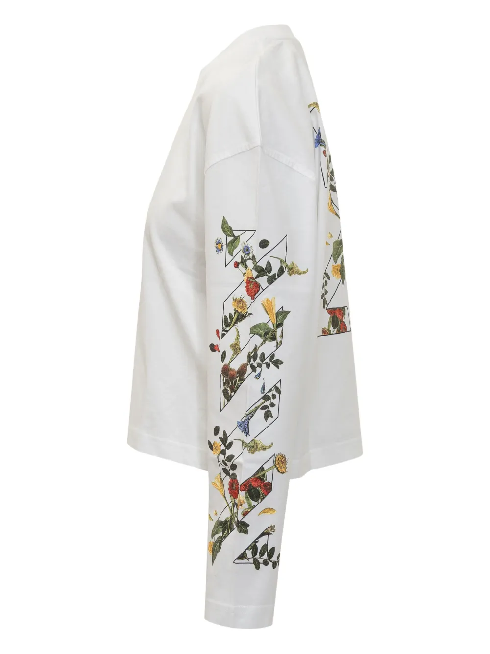 Off-white Floral-print Long-sleeve T-shirt In White