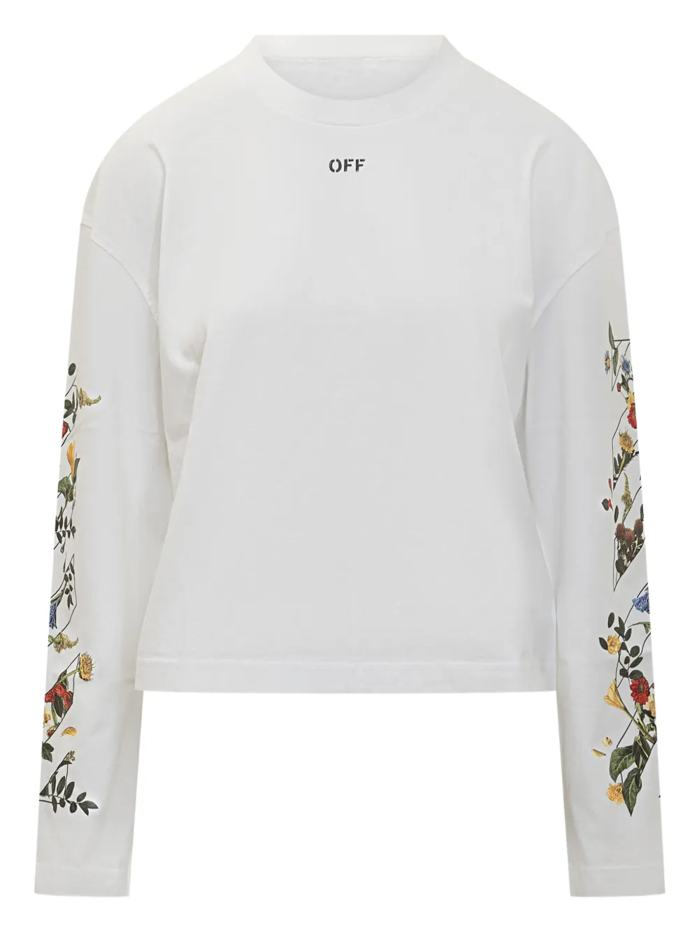 Off-white Floral-print Long-sleeve T-shirt In White