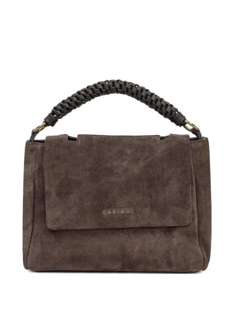 Orciani small Sveva Peach braided-handle suede tote bag