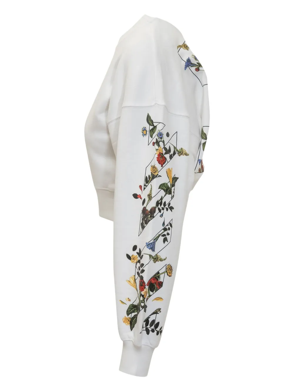 Off-white Arrow Flower Cropped Crew Neck Logo Sweatshirt In White