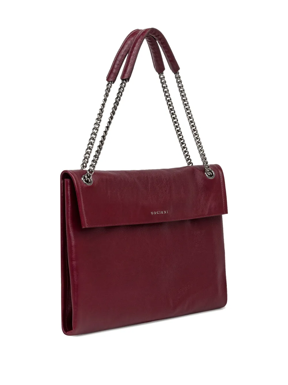 Orciani Midi Venus Gotham Leather Chain-strap Shoulder Bag In Red