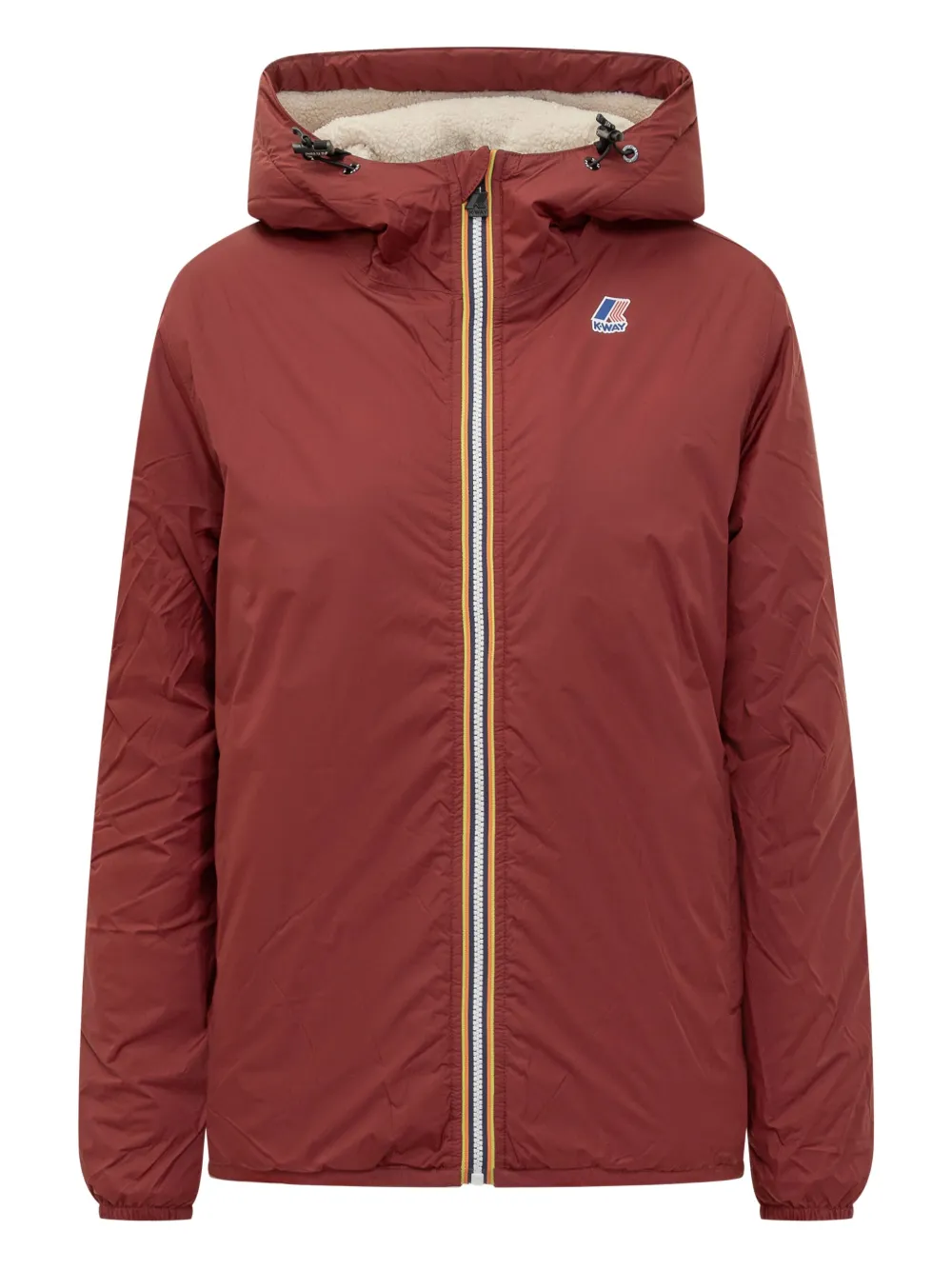 K-way Hooded Jacket With Sherpa Interior In Red