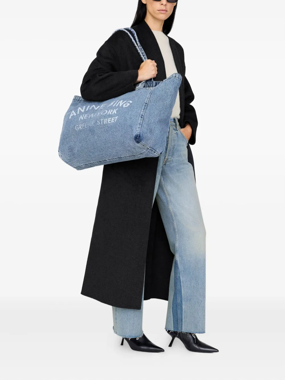 Anine Bing Leo Tote Bag In Blue