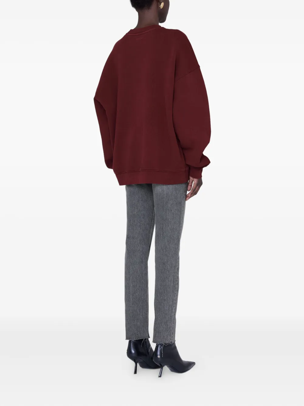 Anine Bing Miles Chenille Signature Sweatshirt In Red