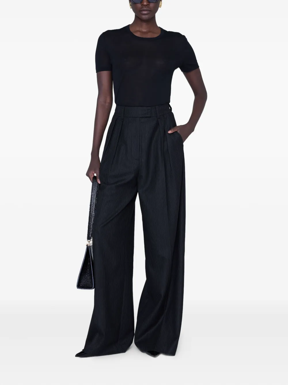 Anine Bing Lou Palazzo Trousers In Black