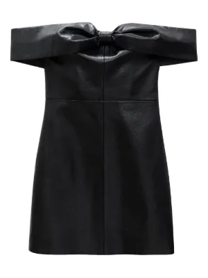 slim fit dress slacks Off Shoulder Faux Leather Dress – Awidy main image 0