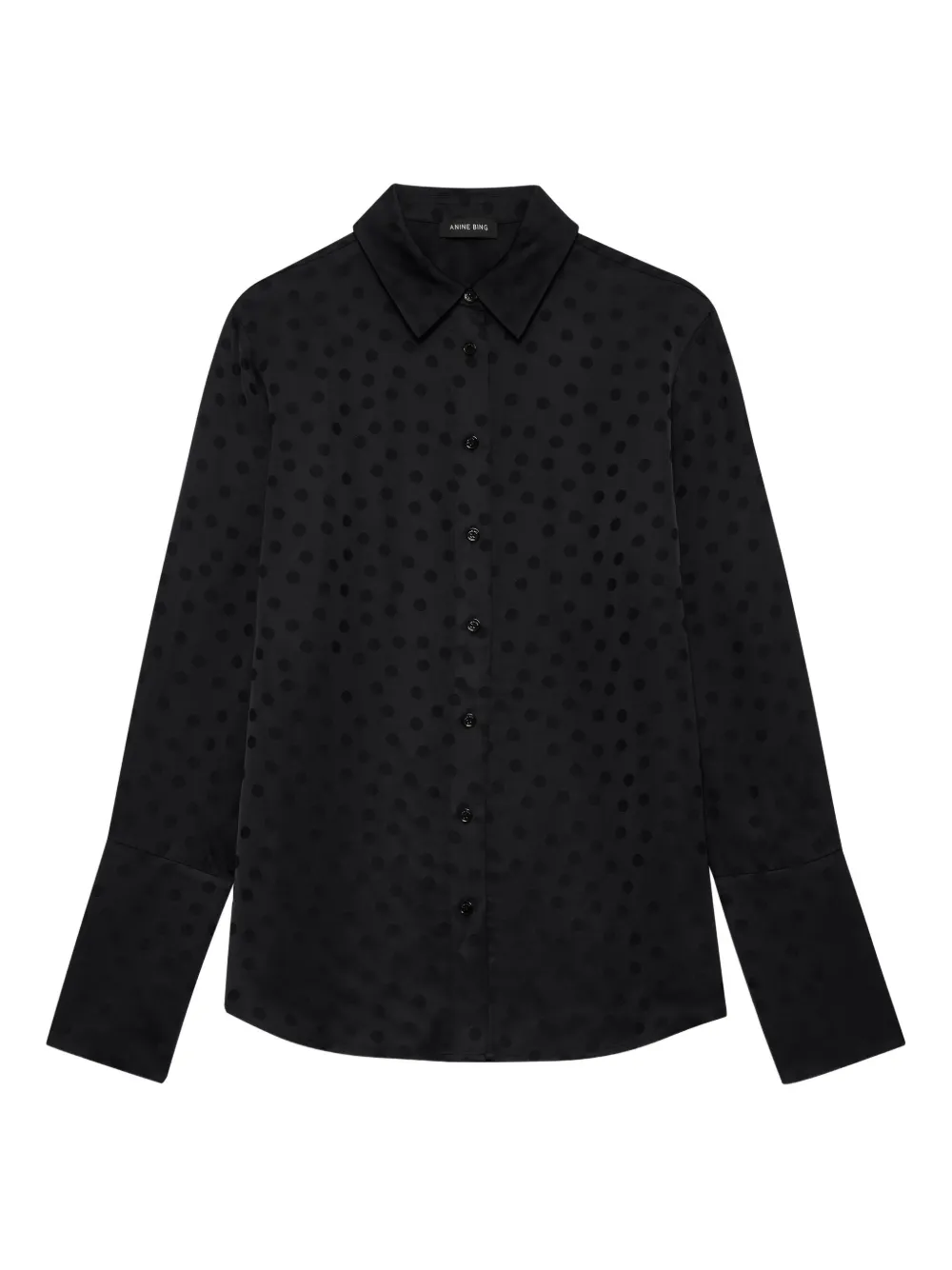 Anine Bing Amanda Dot Jacquard Blouse In Black