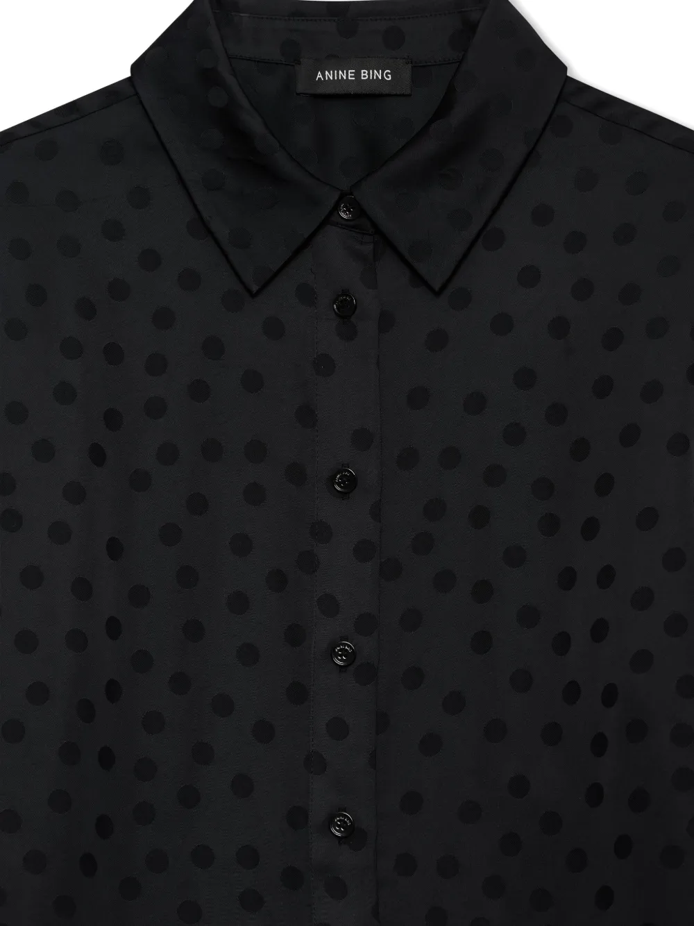 Anine Bing Amanda Dot Jacquard Blouse In Black
