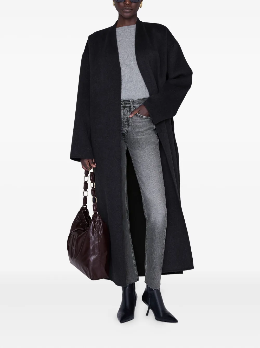 ANINE BING KATE SHOULDER BAG - BORDEAUX - Zwart