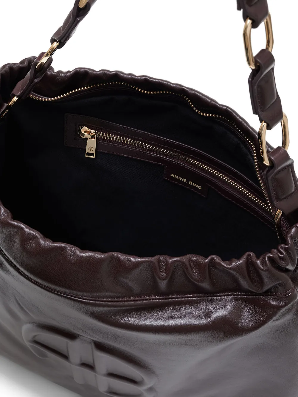 ANINE BING Kate schoudertas met logo-reliëf Rood