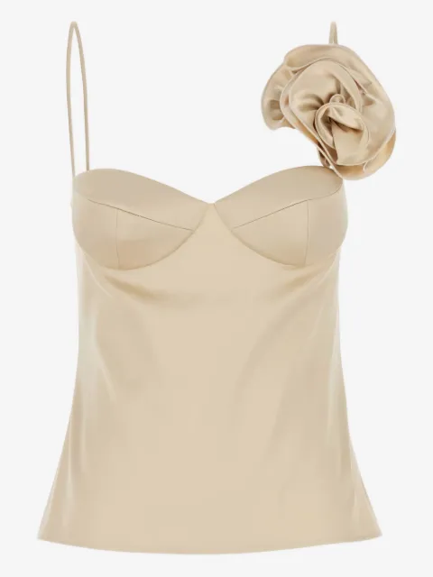 Magda Butrym rose-appliqué satin top