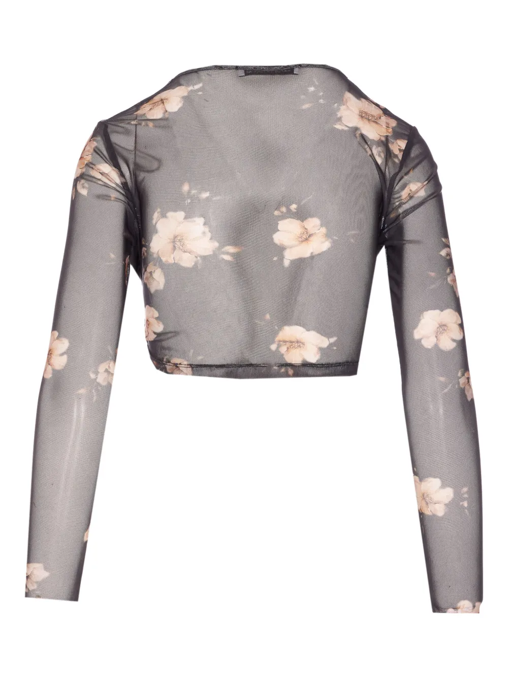 Mar De Margaritas Floral-print Mesh Top In Black