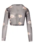 MAR DE MARGARITAS floral-print mesh top - Black