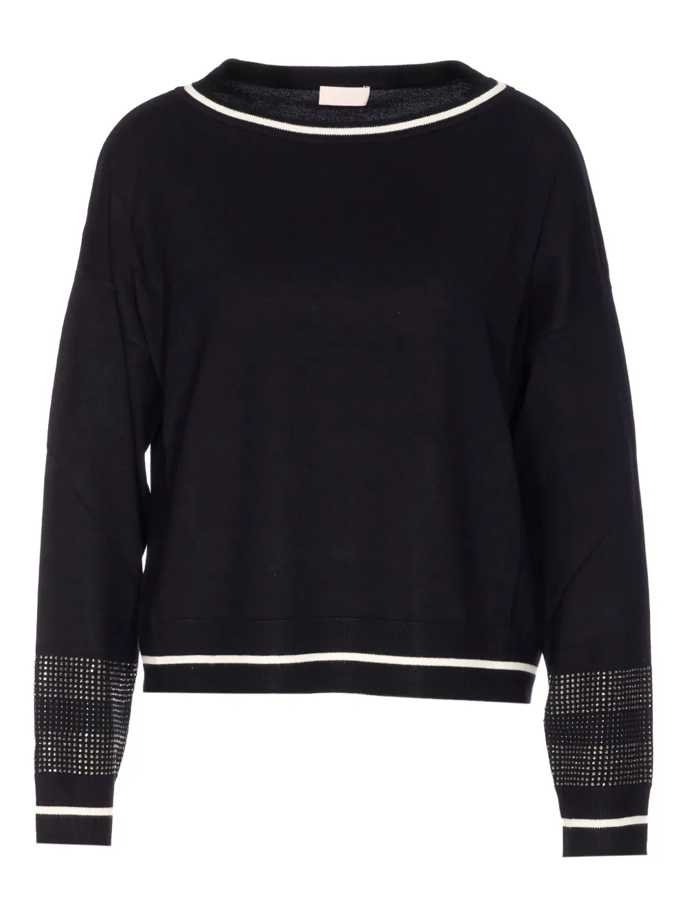 LIU JO rhinestone-embellished round-neck top | Black | Image 1