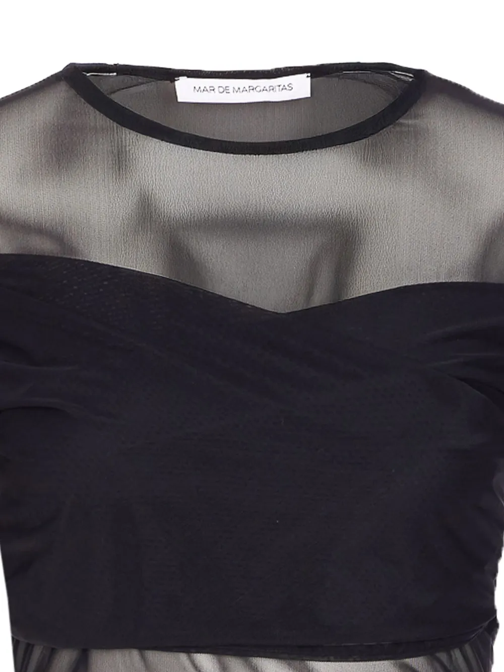 Mar De Margaritas Mesh Crew-neck Top In Black