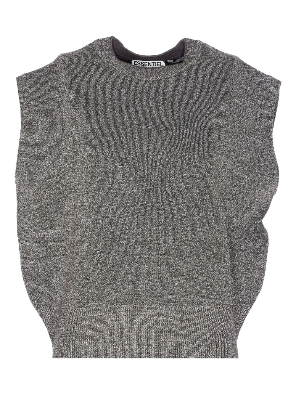 Essentiel Antwerp crew-neck metallic-effect vest | Grey | Image 1