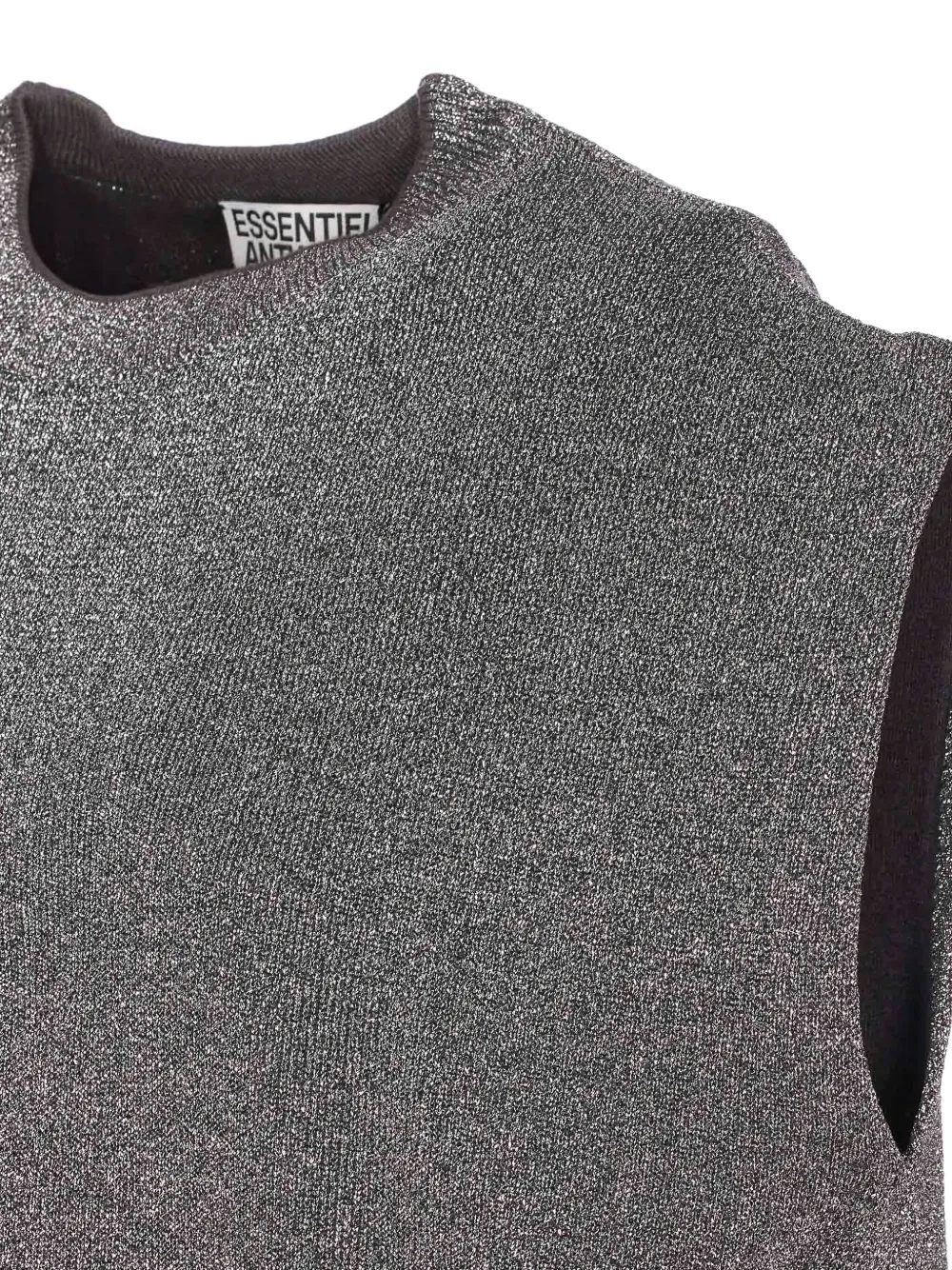 Essentiel Antwerp Crew-neck Metallic-effect Vest In Gray