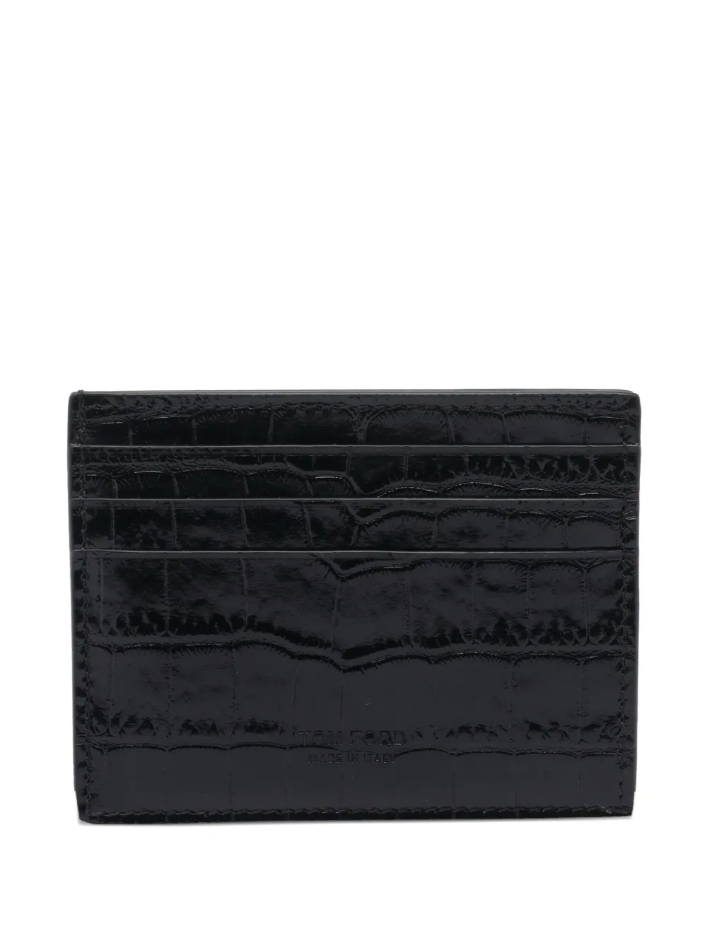 TOM FORD crocodile-effect cardholder | Black | Image 1