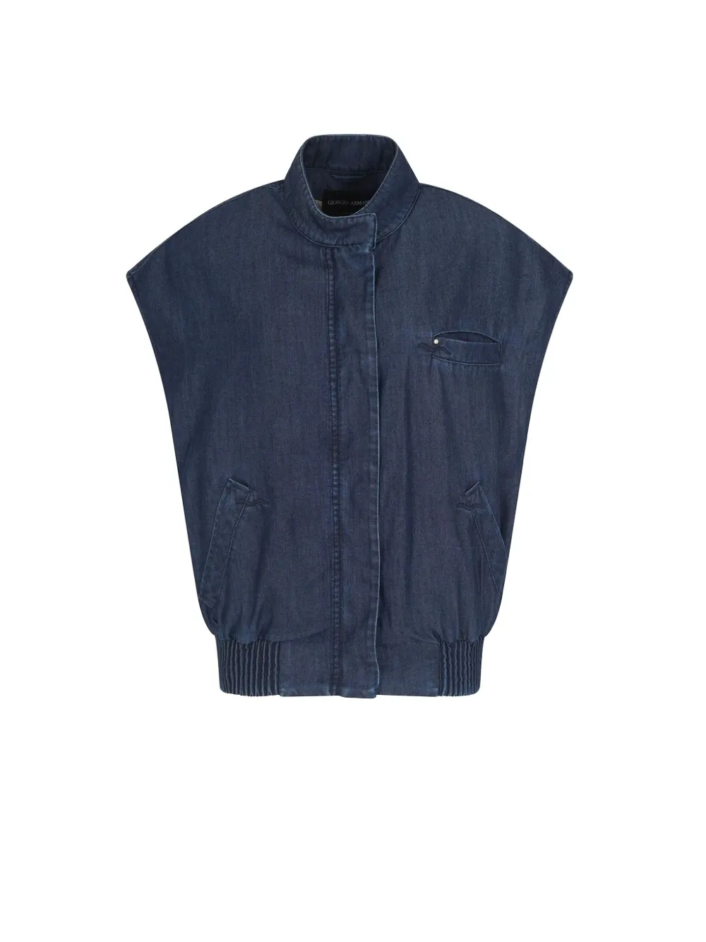 Giorgio Armani Denim Collection Lyocell Sleeveless Blouson In Blue