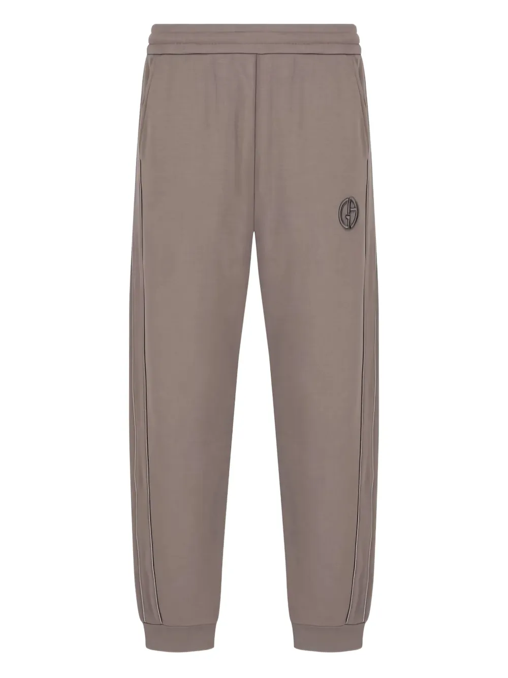 Giorgio Armani Cotton-cashmere Logo Embroidered Sweatpants In Neutral
