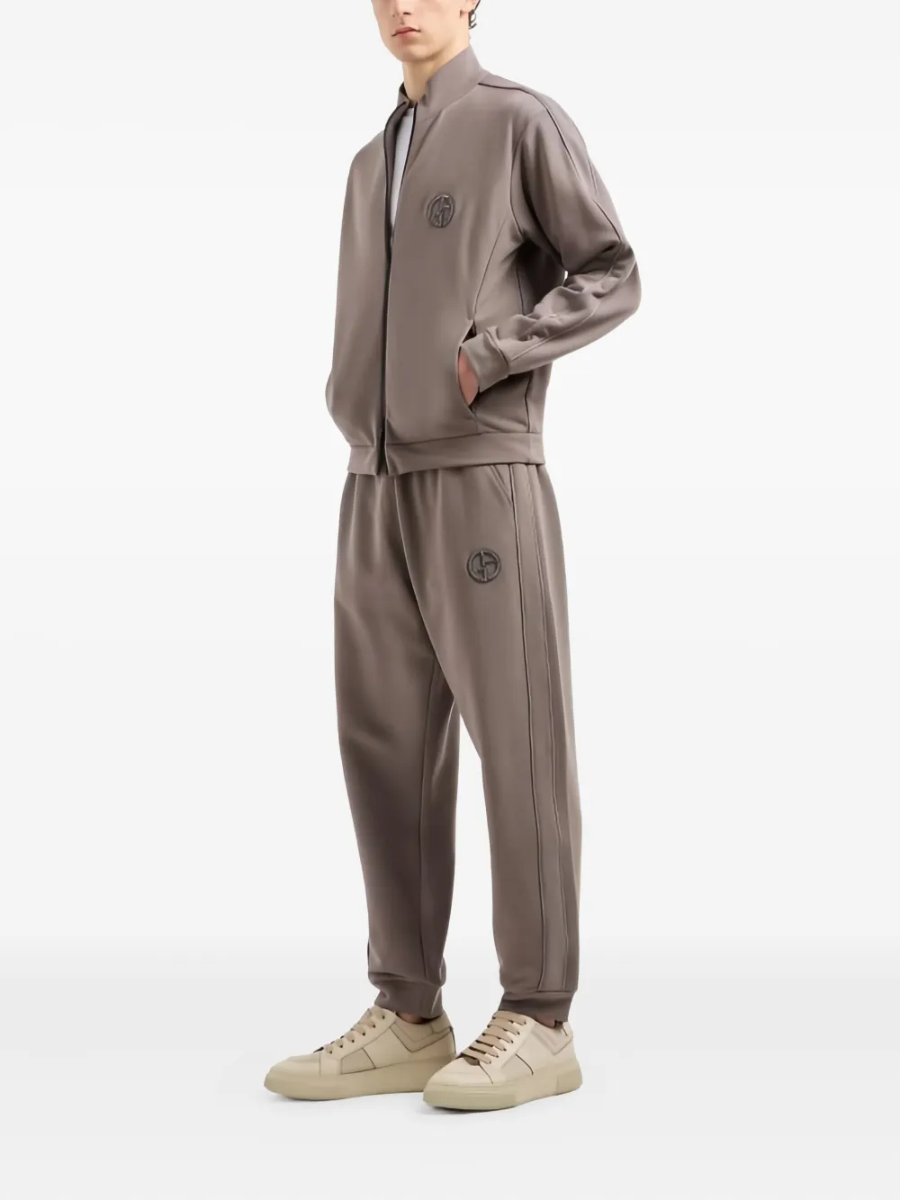 Giorgio Armani logo-embroidered side-stripe track pants - Beige