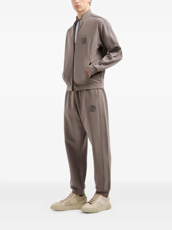 Giorgio Armani logo-embroidered side-stripe Track Pants | Neutrals