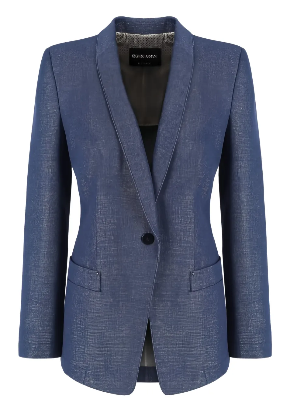 Giorgio Armani Single-breasted Denim Blazer In Blue