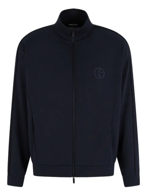 Giorgio Armani logo-embroidered zip-up sweatshirt