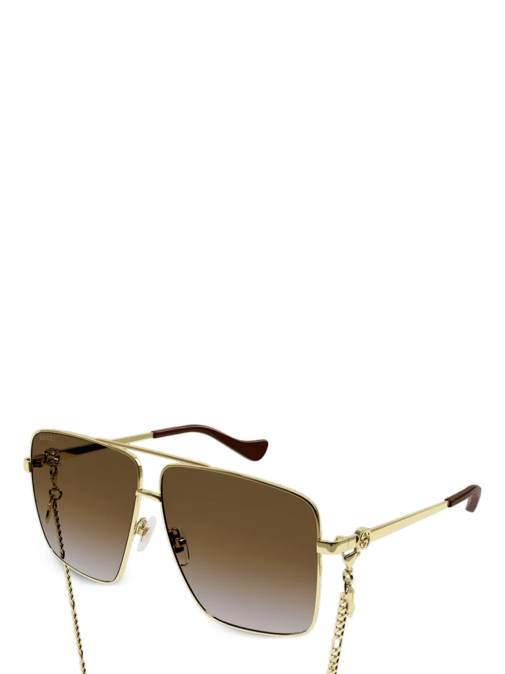Gucci Eyewear Zonnebril met afneembare ketting en volledig montuur Goud