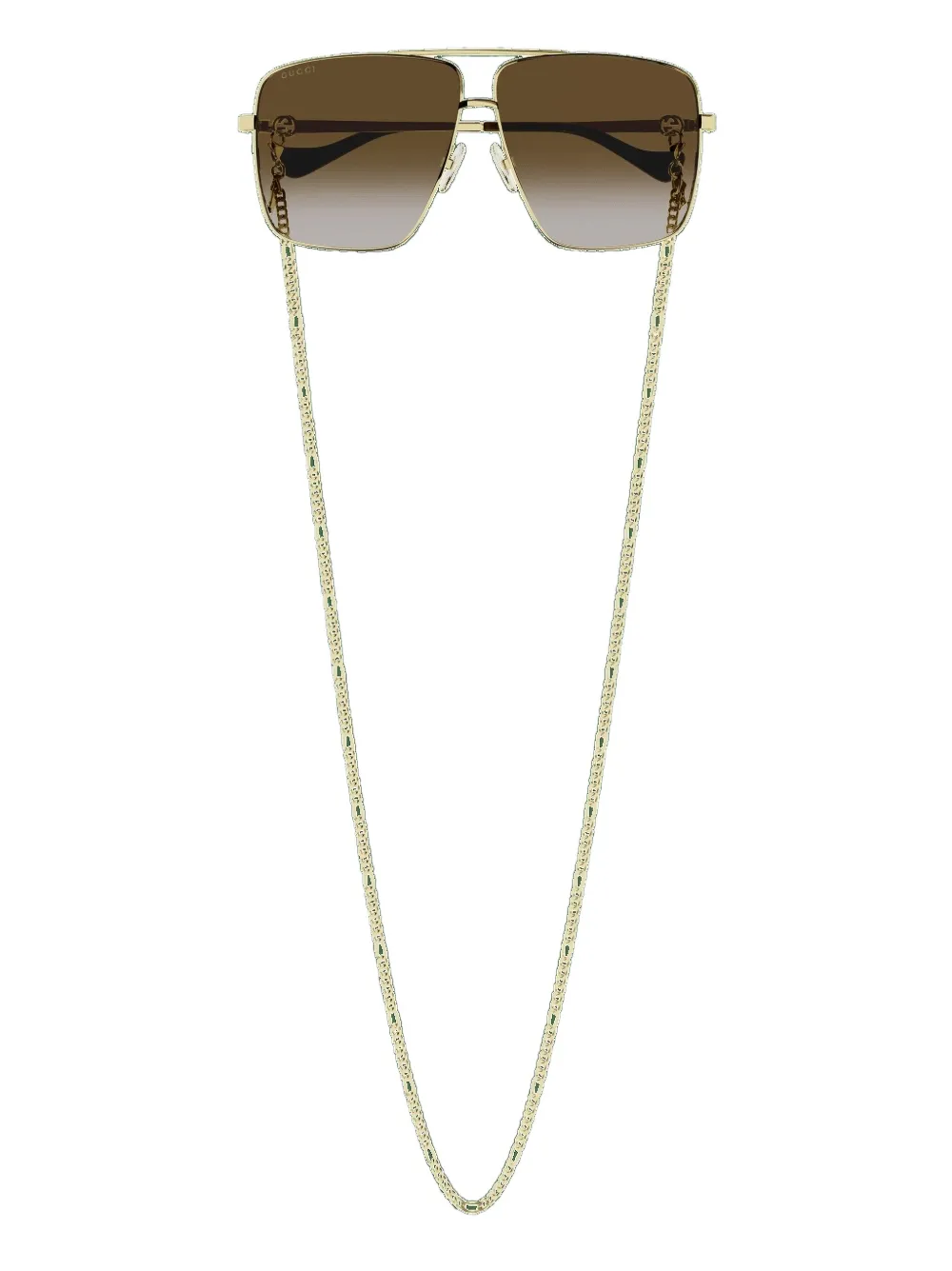 Gucci Eyewear Zonnebril met afneembare ketting en volledig montuur Goud
