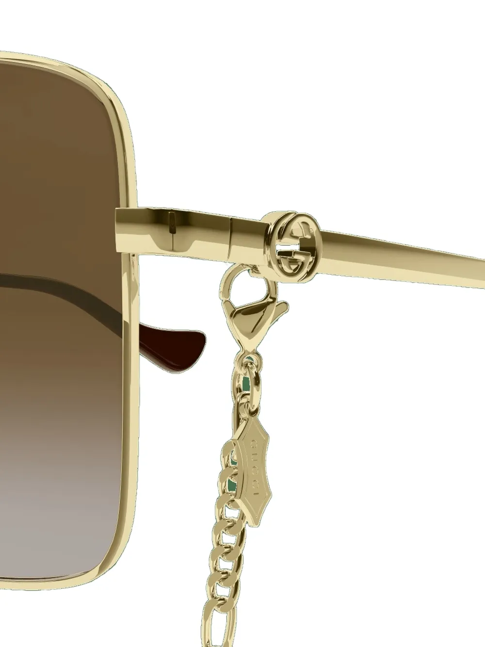 Gucci Eyewear Zonnebril met afneembare ketting en volledig montuur Goud