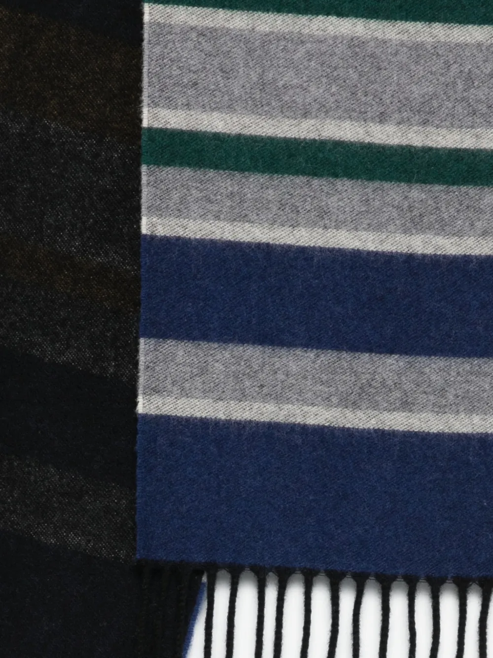 Paul Smith Color Block Striped Scarf With Fringed Ends In Gray