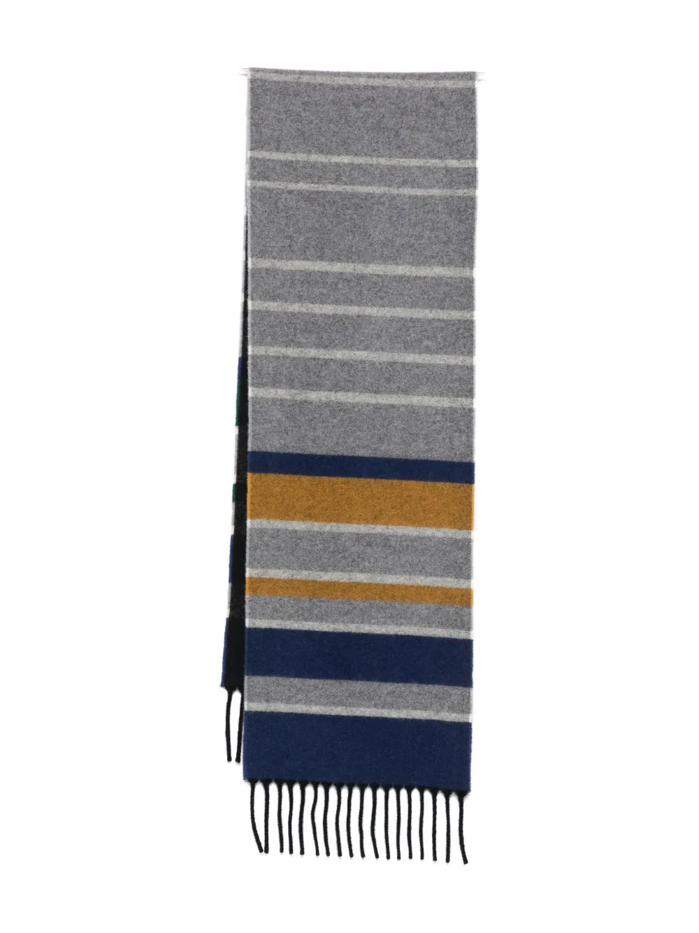 Paul Smith Color Block Striped Scarf With Fringed Ends In Gray