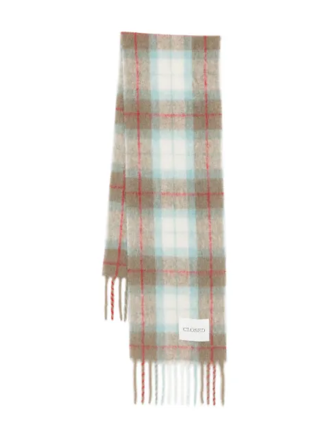 Closed plaid-check fringed scarf